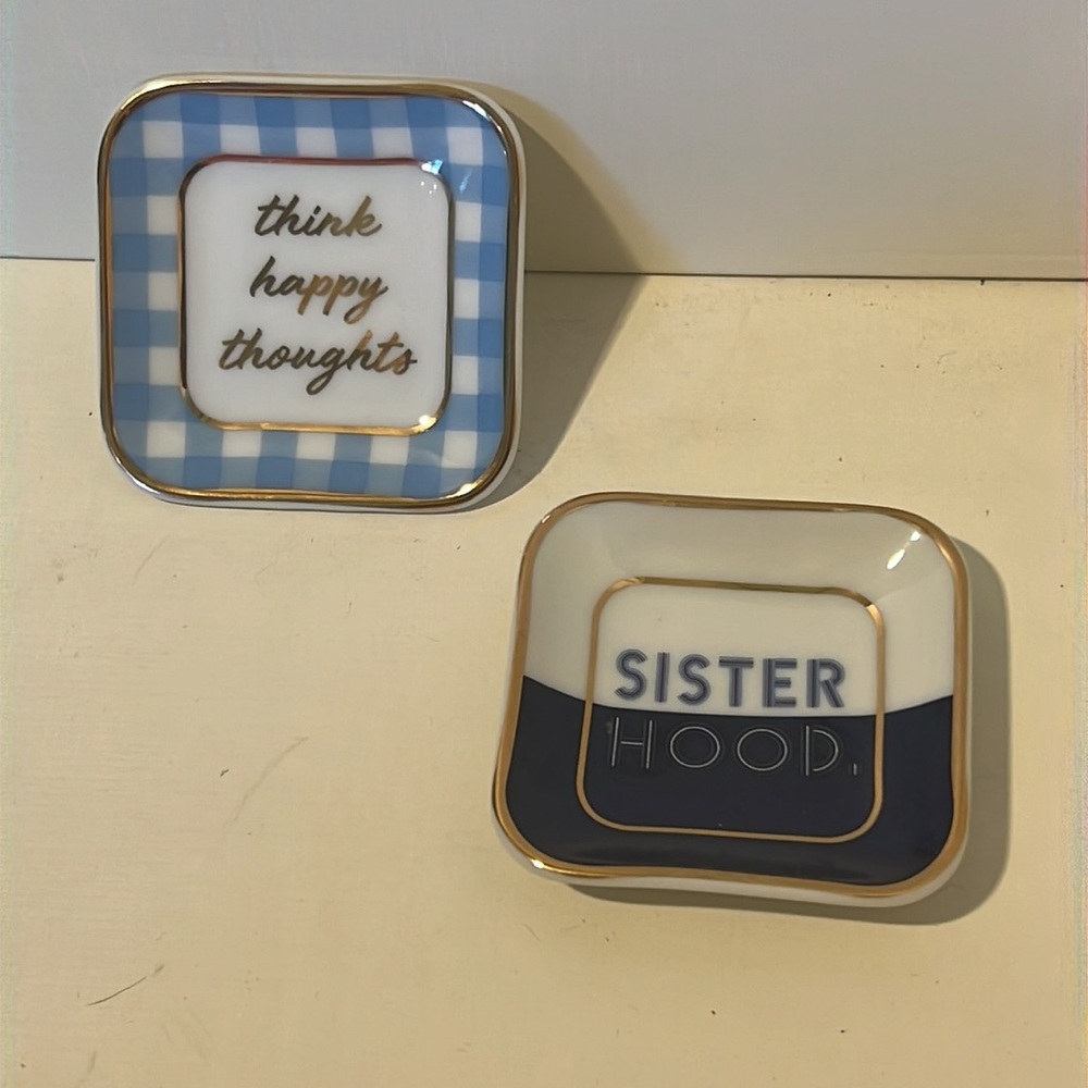 Draper James mini trinket tray: “sisterhood” & “think happy thoughts”-NIB